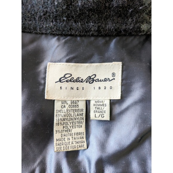 Vintage Eddie Bauer Gray Striped Button Down Wool Shirt Jacket Large - Picture 5 of 5